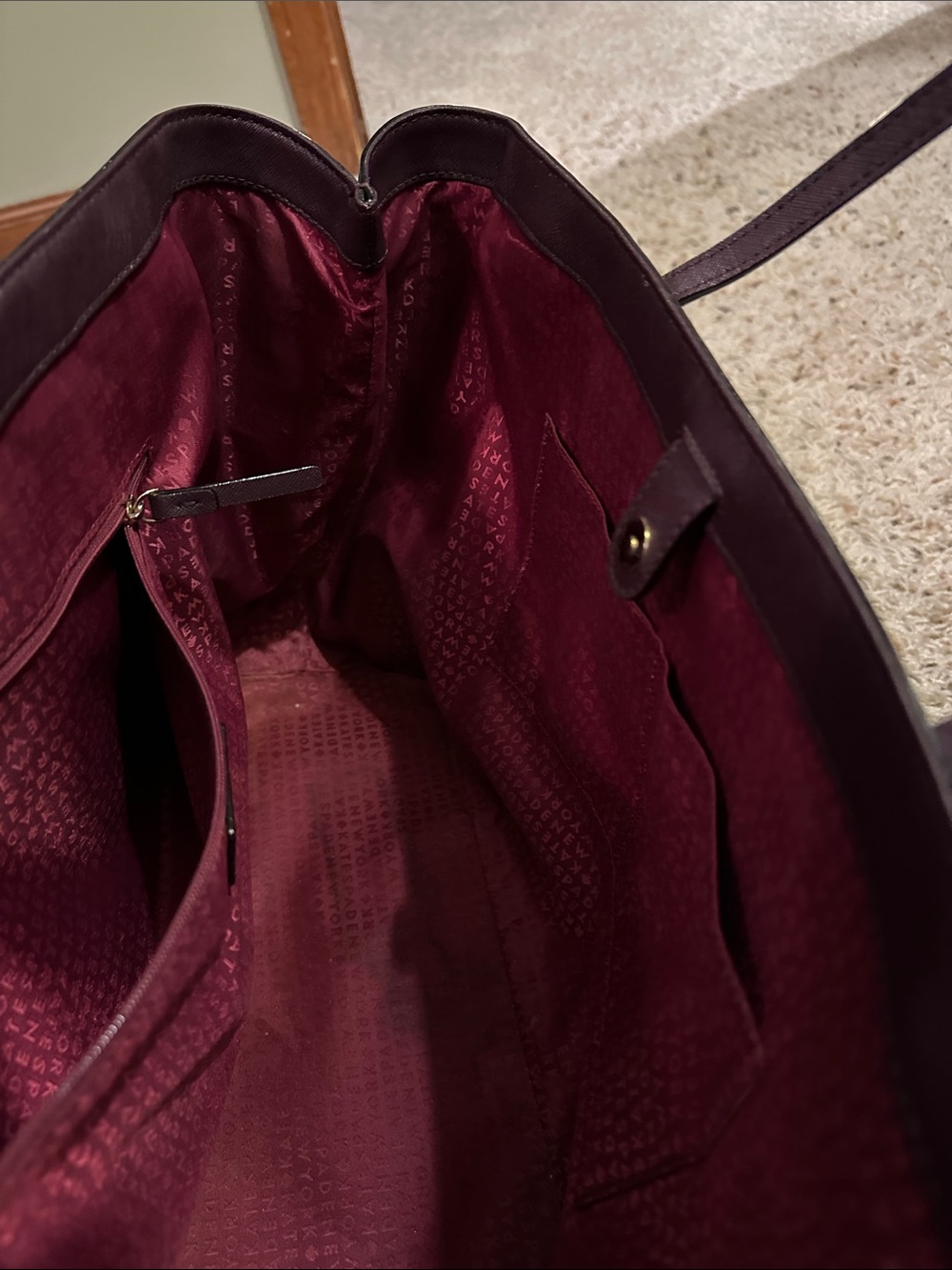 kate spade plum leather tote in wine - Picture 10 of 14